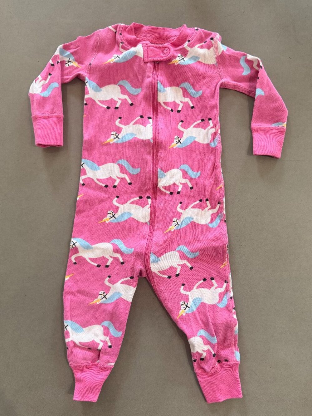 Hanna Andersson Pink Unicorn Zip Sleeper Pajamas 12-18 Months